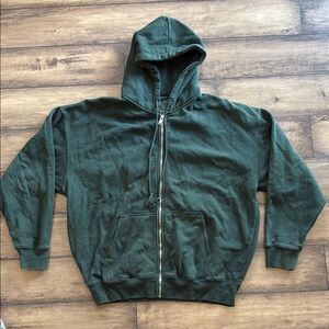 Brandy Melville Green Zip Up Hoodie